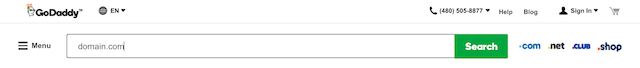 Godaddy search bar